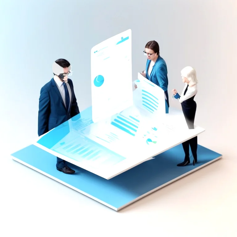 Customers consulting a regulatory guide at RegulaGuide office